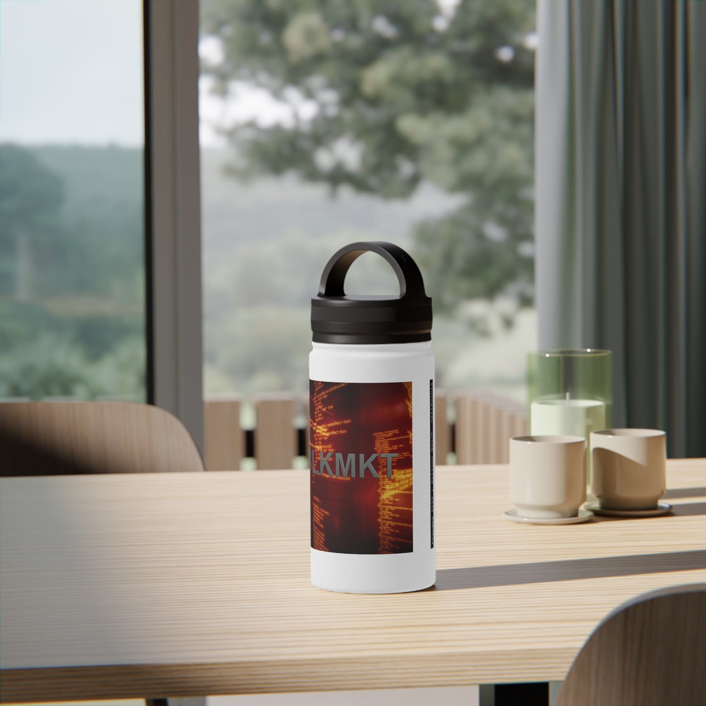 BLKMKT™ Binary Code Stainless Steel Water Bottle, Handle Lid