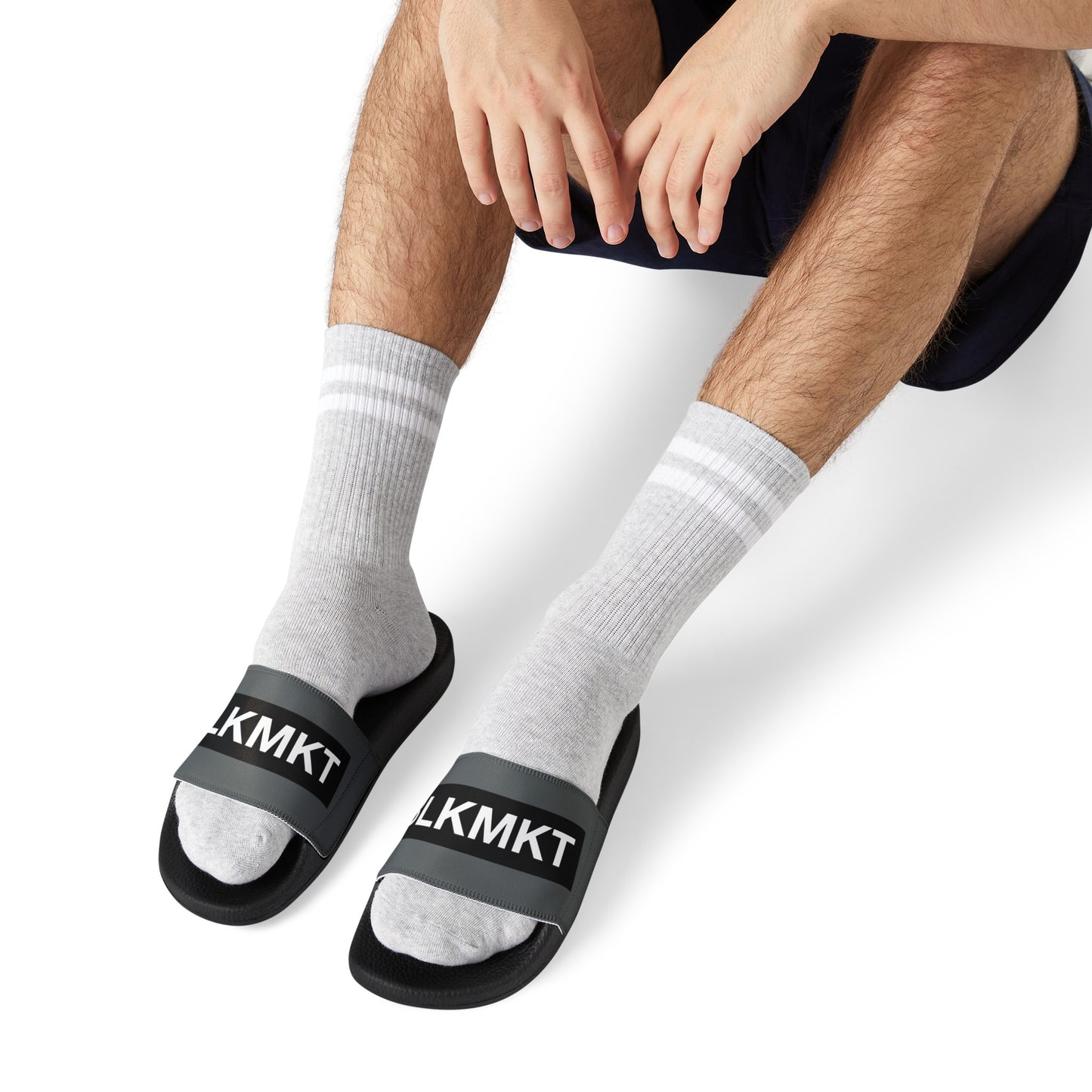 BLKMKT™ Men's Grey PU Slide Sandals