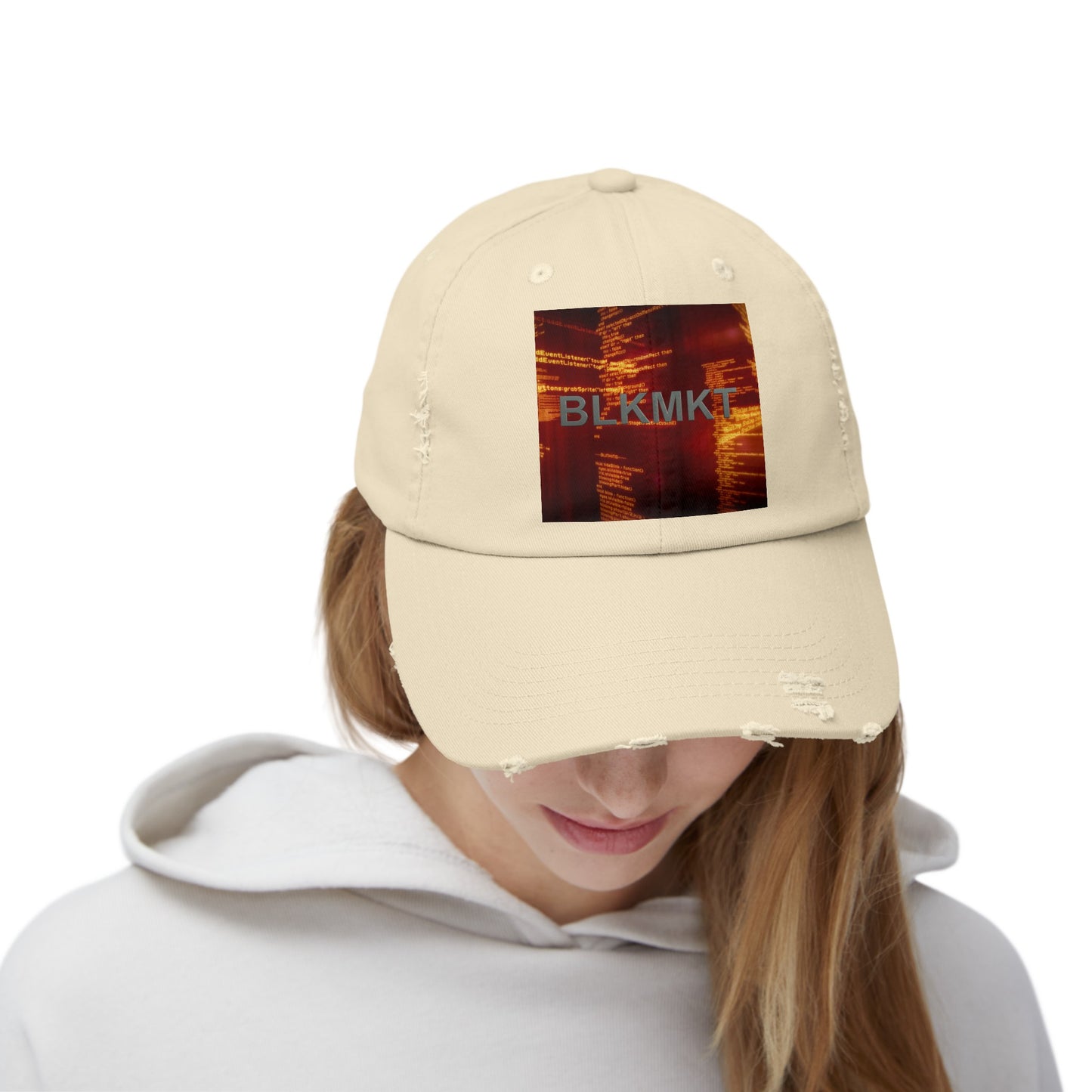 BLKMKT™ Binary Code Unisex Distressed Cap