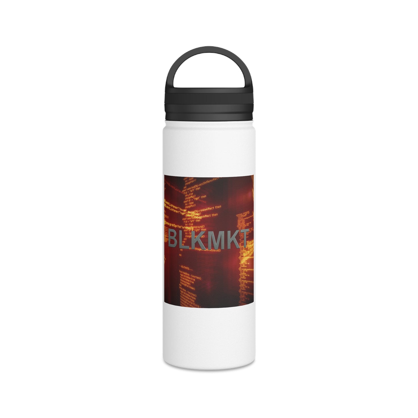 BLKMKT™ Binary Code Stainless Steel Water Bottle, Handle Lid