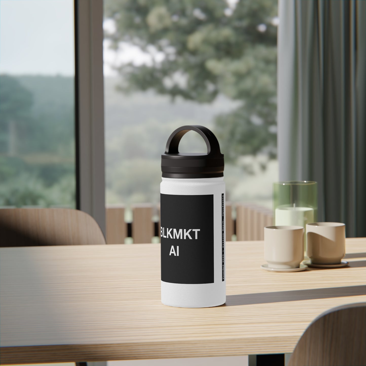 BLKMKT AI™ Stainless Steel Water Bottle, Handle Lid