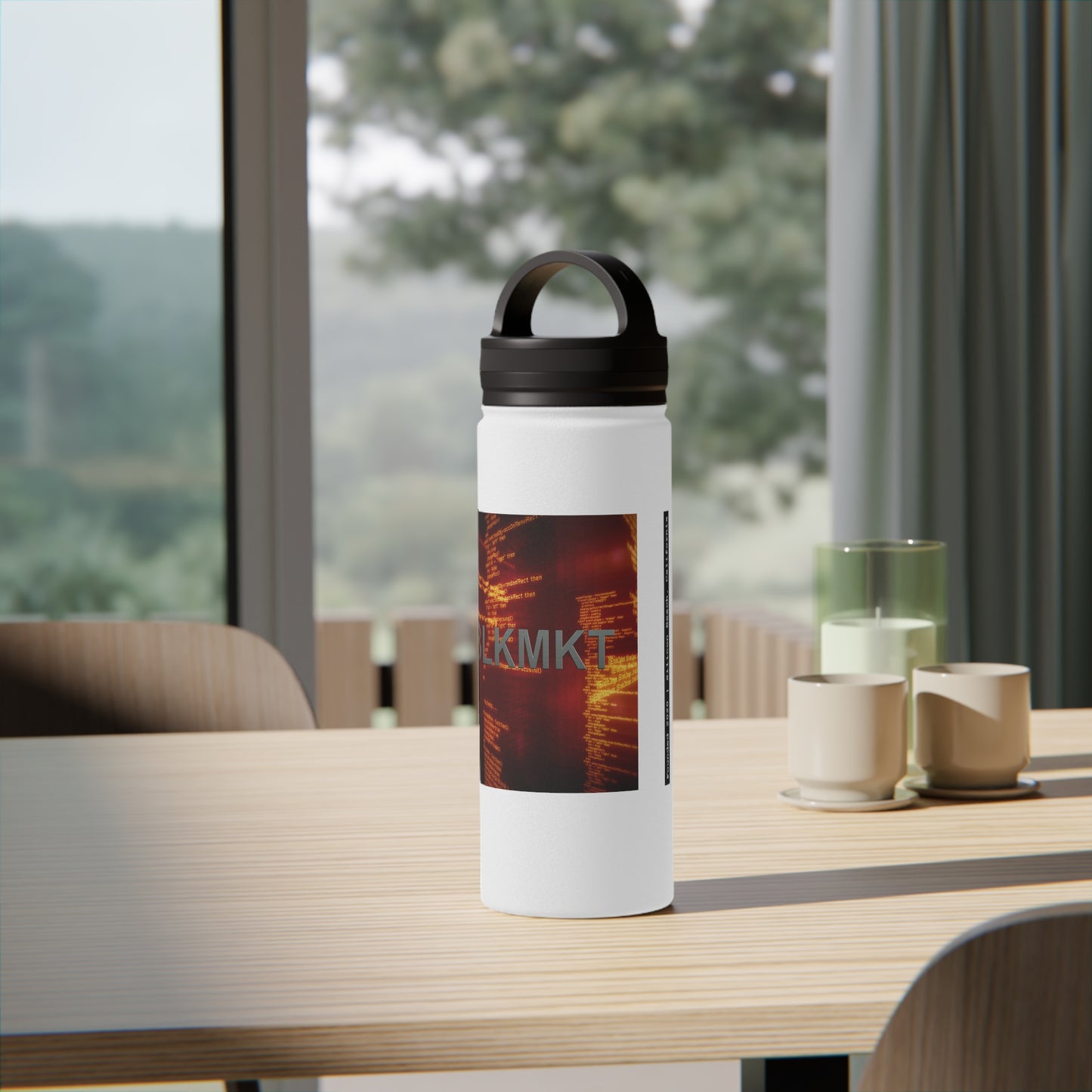 BLKMKT™ Binary Code Stainless Steel Water Bottle, Handle Lid