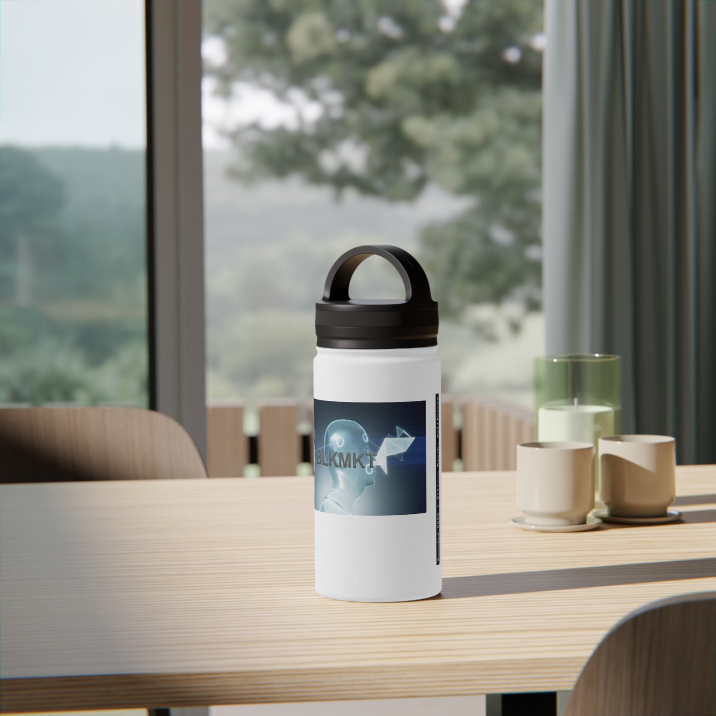 BLKMKT™ Headshot Stainless Steel Water Bottle, Handle Lid