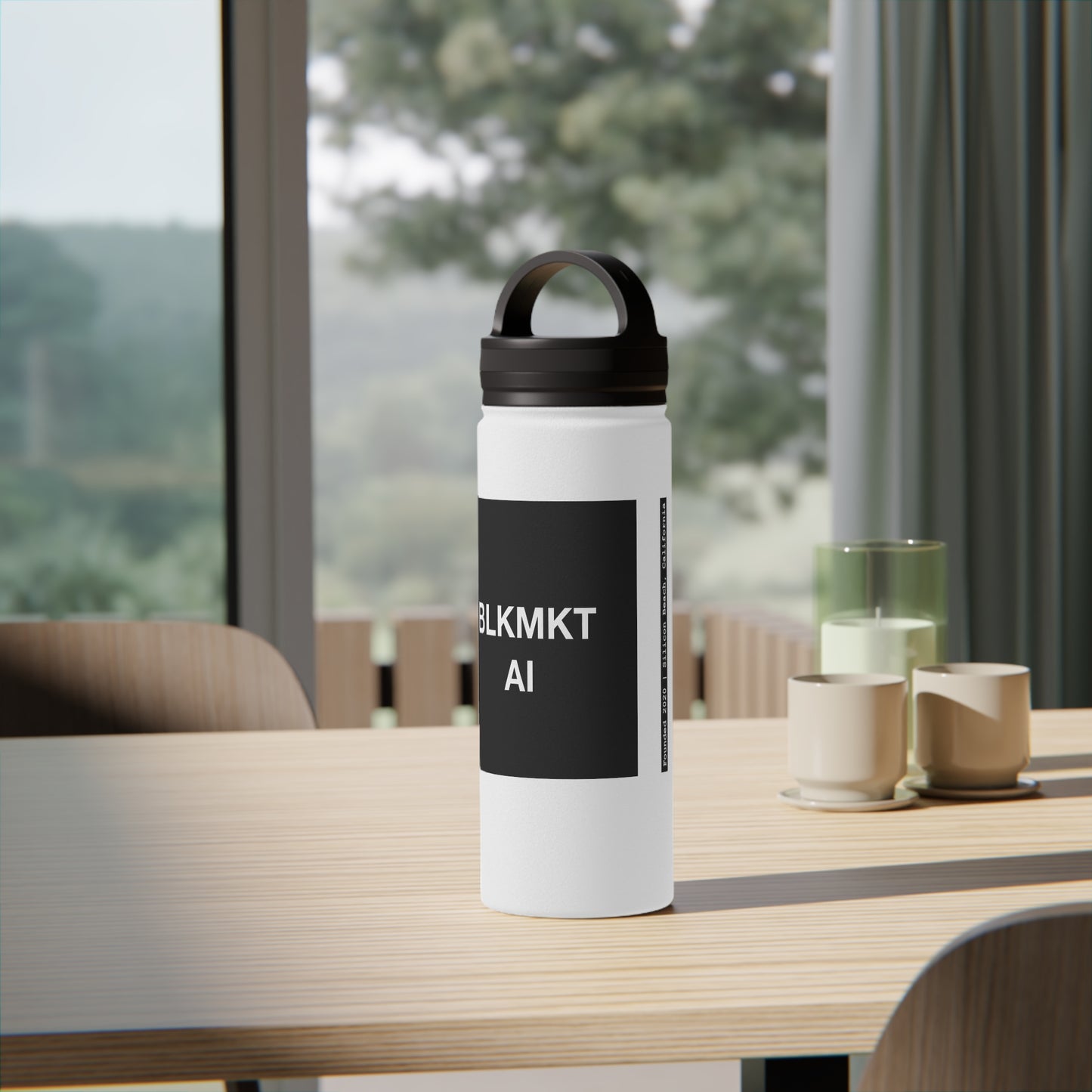 BLKMKT AI™ Stainless Steel Water Bottle, Handle Lid
