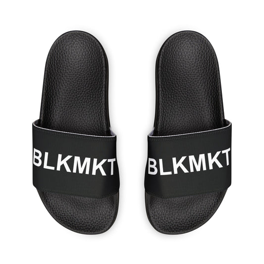 BLKMKT™ Men's Black PU Slide Sandals