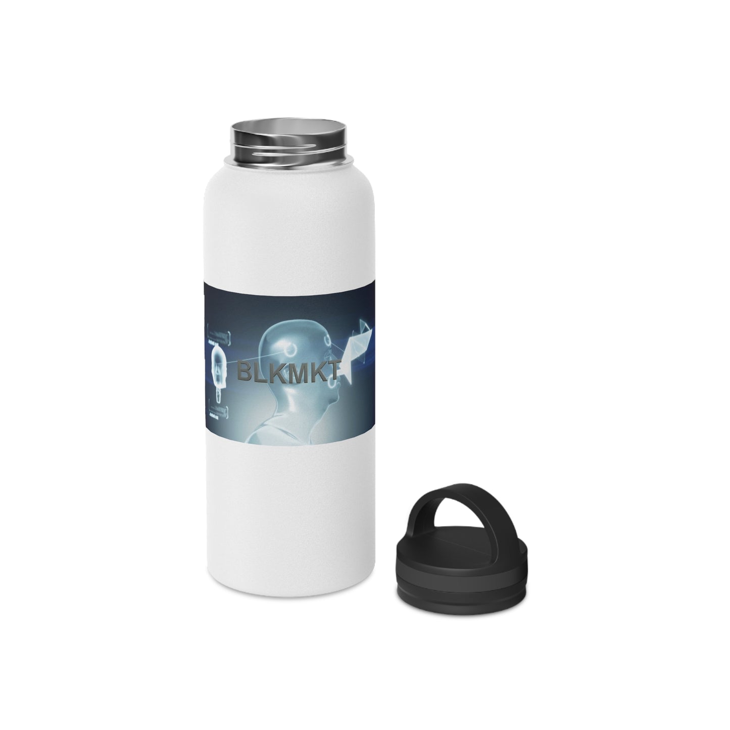 BLKMKT™ Headshot Stainless Steel Water Bottle, Handle Lid