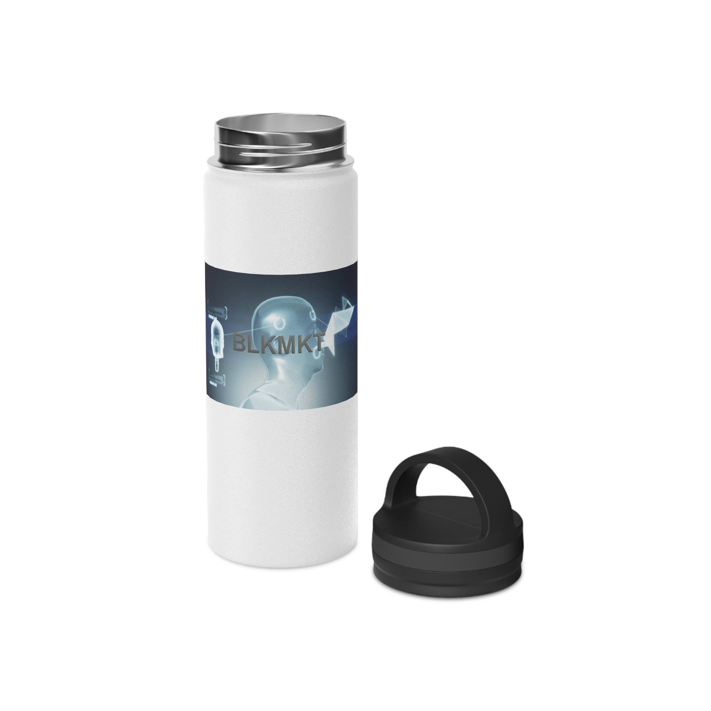 BLKMKT™ Headshot Stainless Steel Water Bottle, Handle Lid