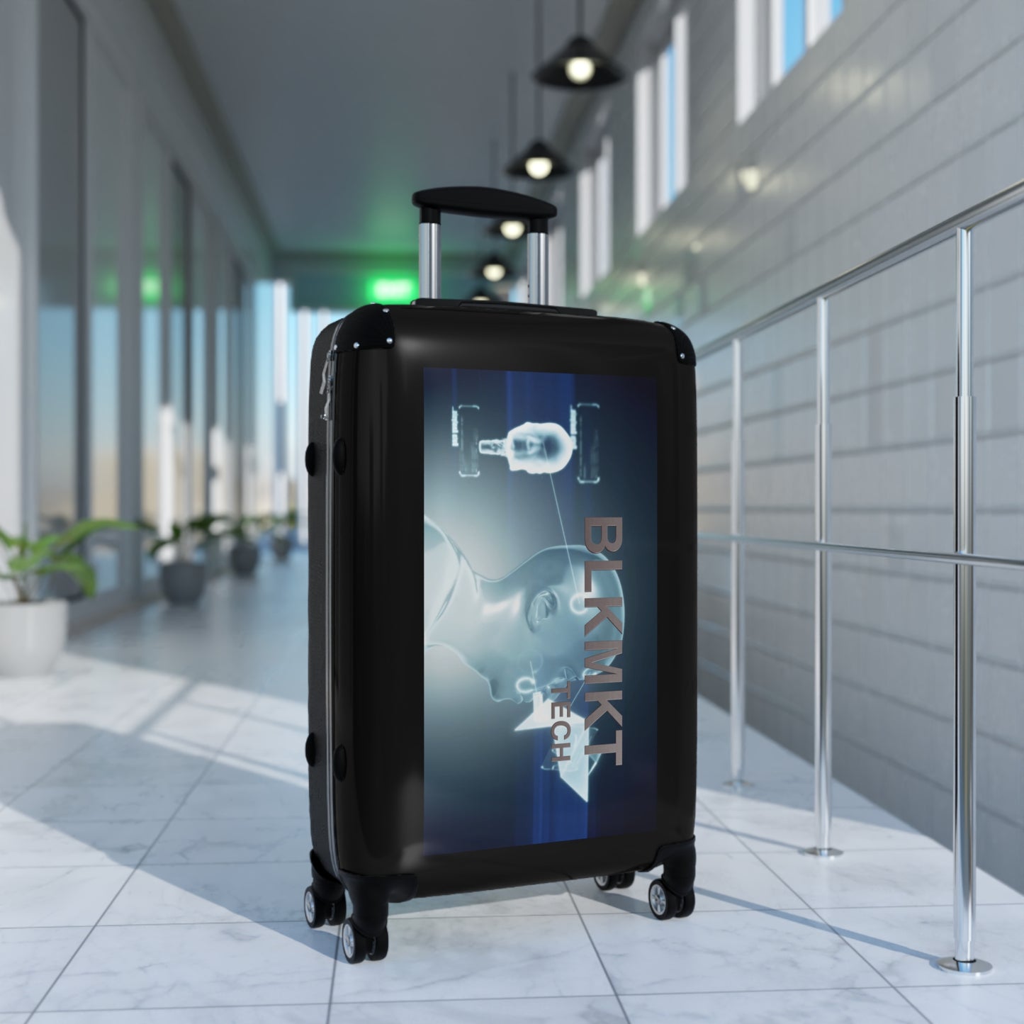 BLKMKT Tech™ Suitcase - Light Blue Logo