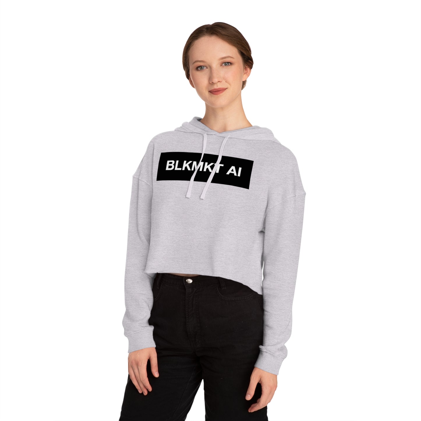 BLKMKT AI™ Women’s Cropped Hooded Sweatshirt