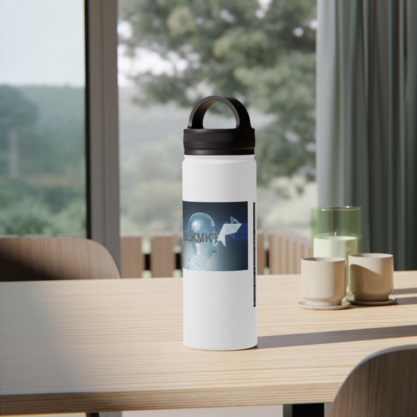 BLKMKT™ Headshot Stainless Steel Water Bottle, Handle Lid