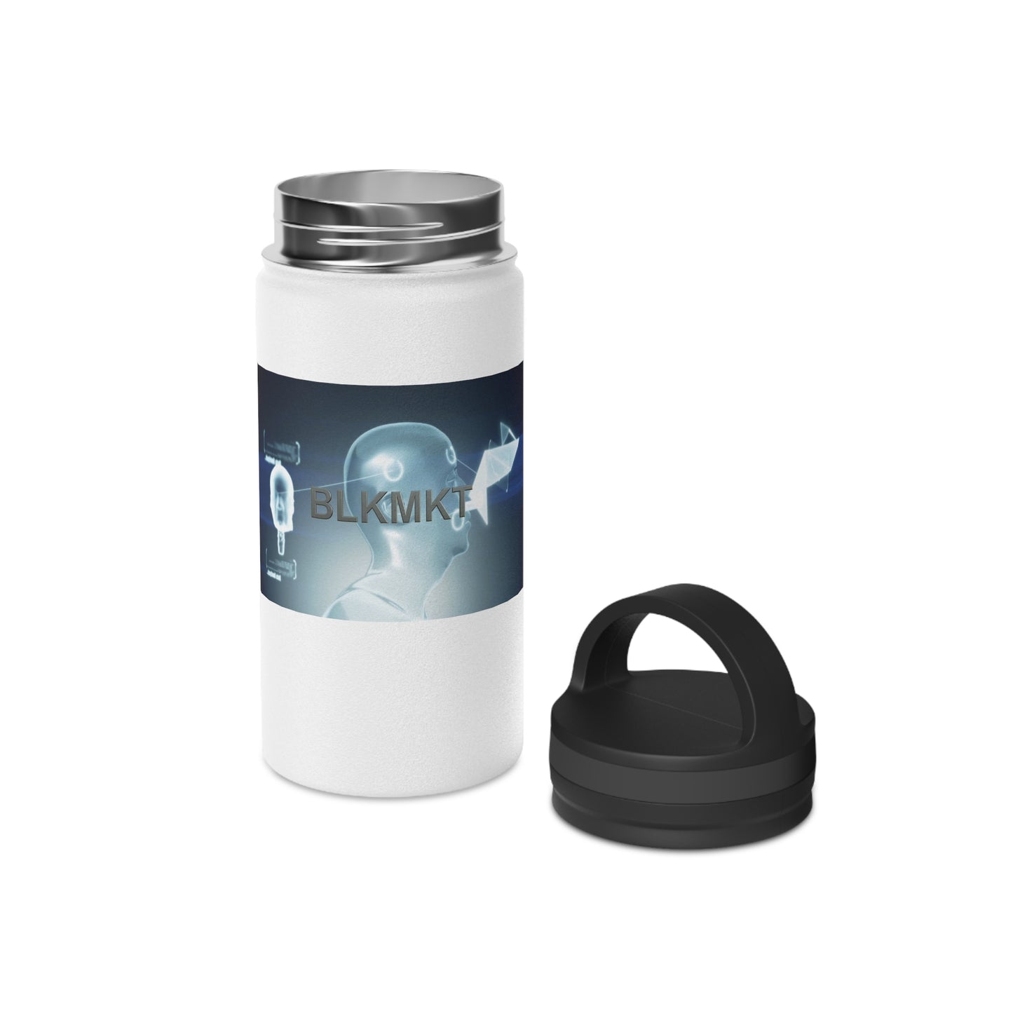 BLKMKT™ Headshot Stainless Steel Water Bottle, Handle Lid
