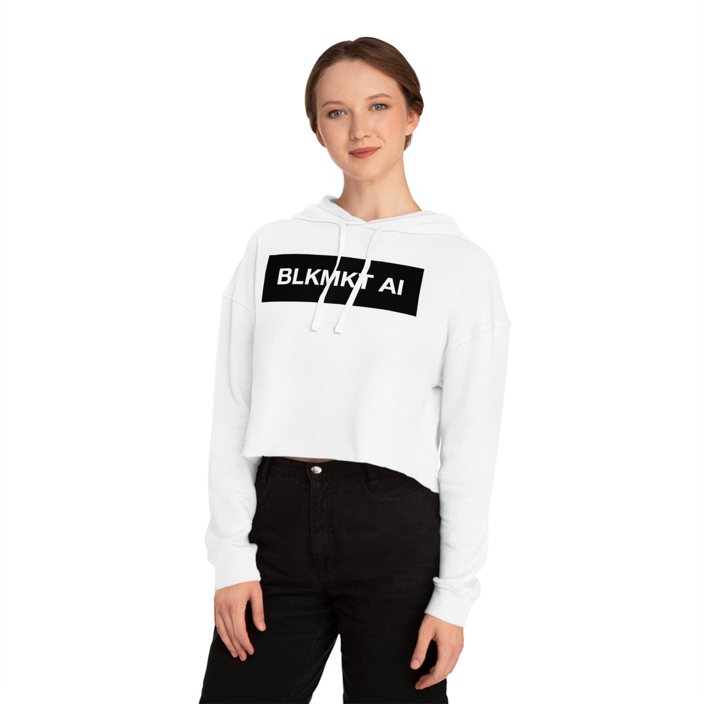 BLKMKT AI™ Women’s Cropped Hooded Sweatshirt