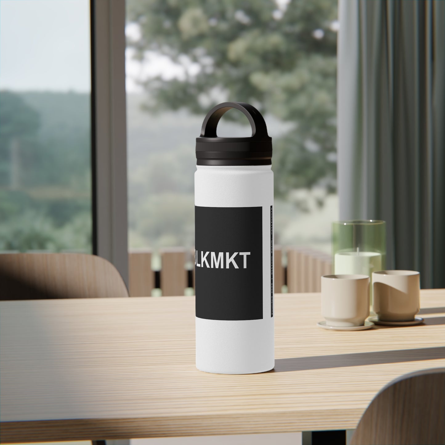 BLKMKT™ Stainless Steel Water Bottle, Handle Lid